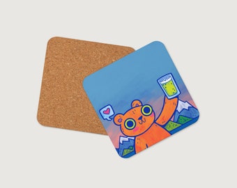 Mountain Beer Bear Coaster | Cute Home Accessories | Colorful Decor