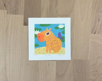 Capybara Limited Edition Mini Risograph Print