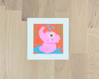 Elephant Limited Edition Mini Risograph Print