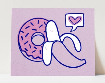 Emoji Love: Donut and Banana | Original Art Print