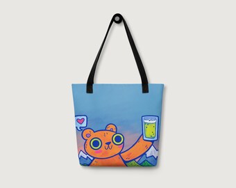 Mountain Beer Bear Tote Bag | Cute Shopping Bag | Weekend Bag