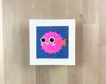 Puffer Fish Limited Edition Mini Risograph Print