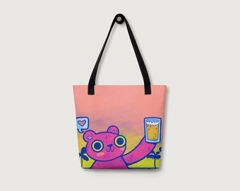 Tropical Beer Bear Tote Bag | Cute Shopping Bag | Weekend Bag