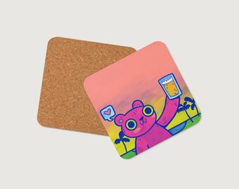 Desert Beer Bear Coaster | Cute Home Accessories | Colorful Decor