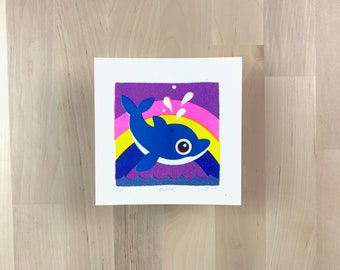 Dolphin Limited Edition Mini Risograph Print