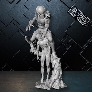 印刷用プレデター 3D STL モデル - 精細エイリアン ハンター フィギュア | 3D 印刷愛好家向け SF コレクション | FanArt STL ファイル