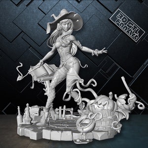 Hexe 3D STL Modell für den 3D Druck, Detaillierte Hexe Figur, Fantasy Charakter, druckbare Hexe Skulptur, Witchcraft 3D Druck Modell