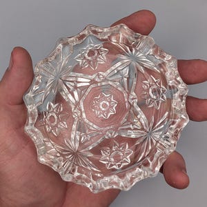 Vintage Anchor Hocking EAPC Star of David Ashtray Early American Prescut Glass 4 1/4 inch