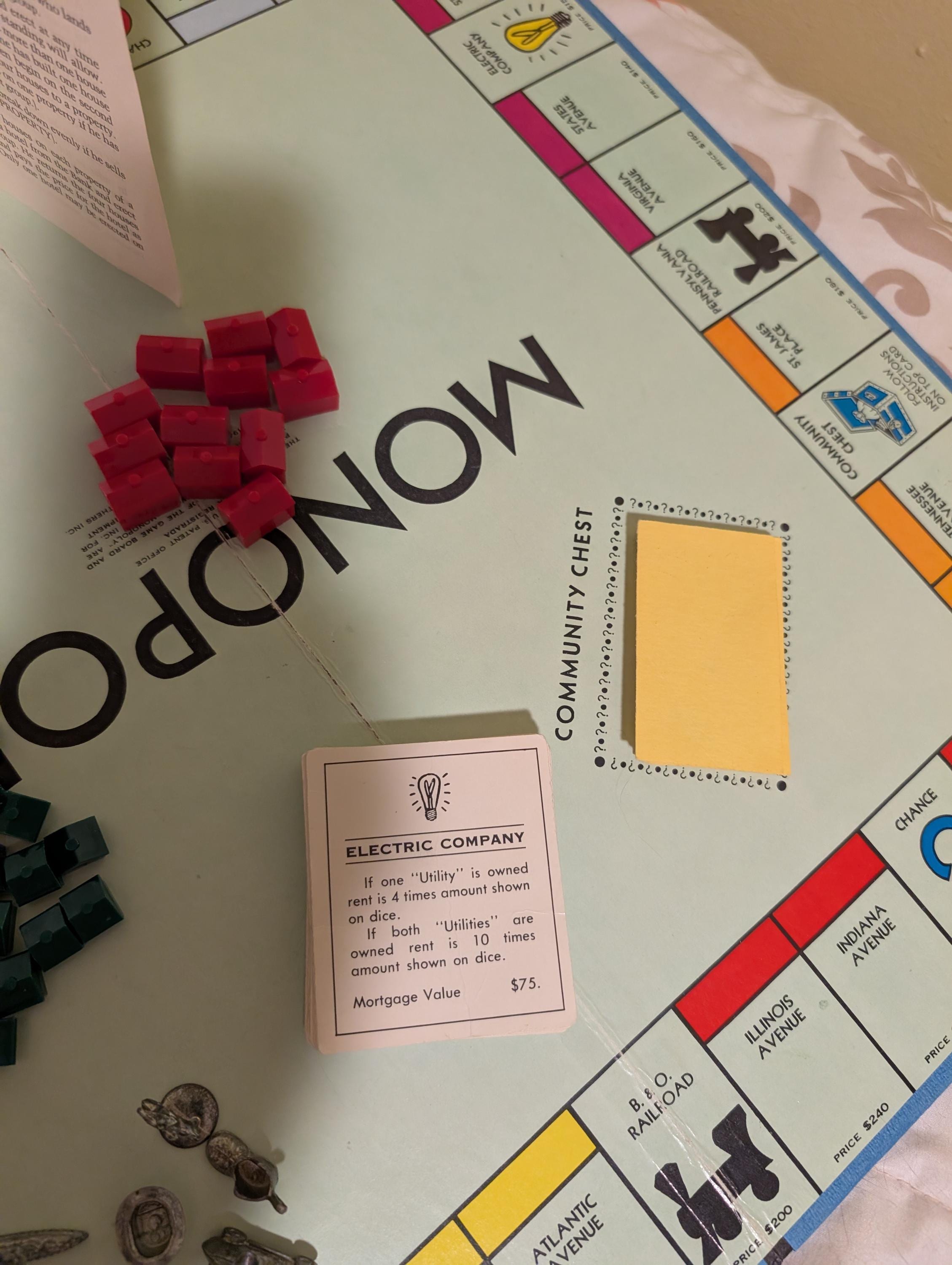 1974年製ヴィンテージモノポリーゲーム：パーカーブラザーズ、鉄製