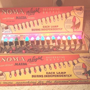 Vtg NOMA Christmas 15 Lights Mazda Bulbs with Original Box