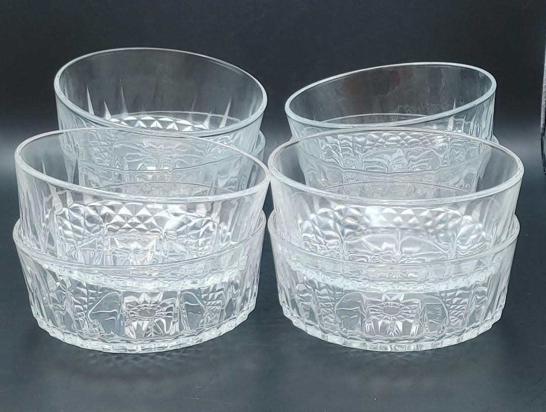 Grand Saladier Arcoroc + 2 Coupelles - Verre Coupe Diamant Vert - Occasion