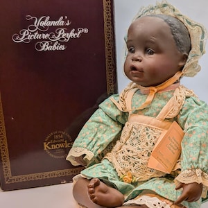 Vintage 1991 Yolanda Bello &quot;Danielle&quot; Porcelain Doll – Ashton-Drake Picture Perfect Babies – African American Baby Doll with COA