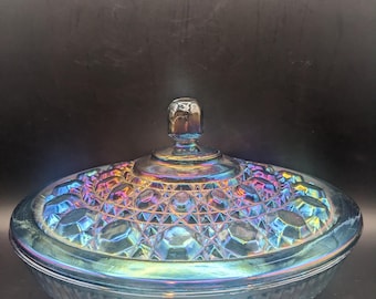 Vintage Iridescent Blue Candy Dish