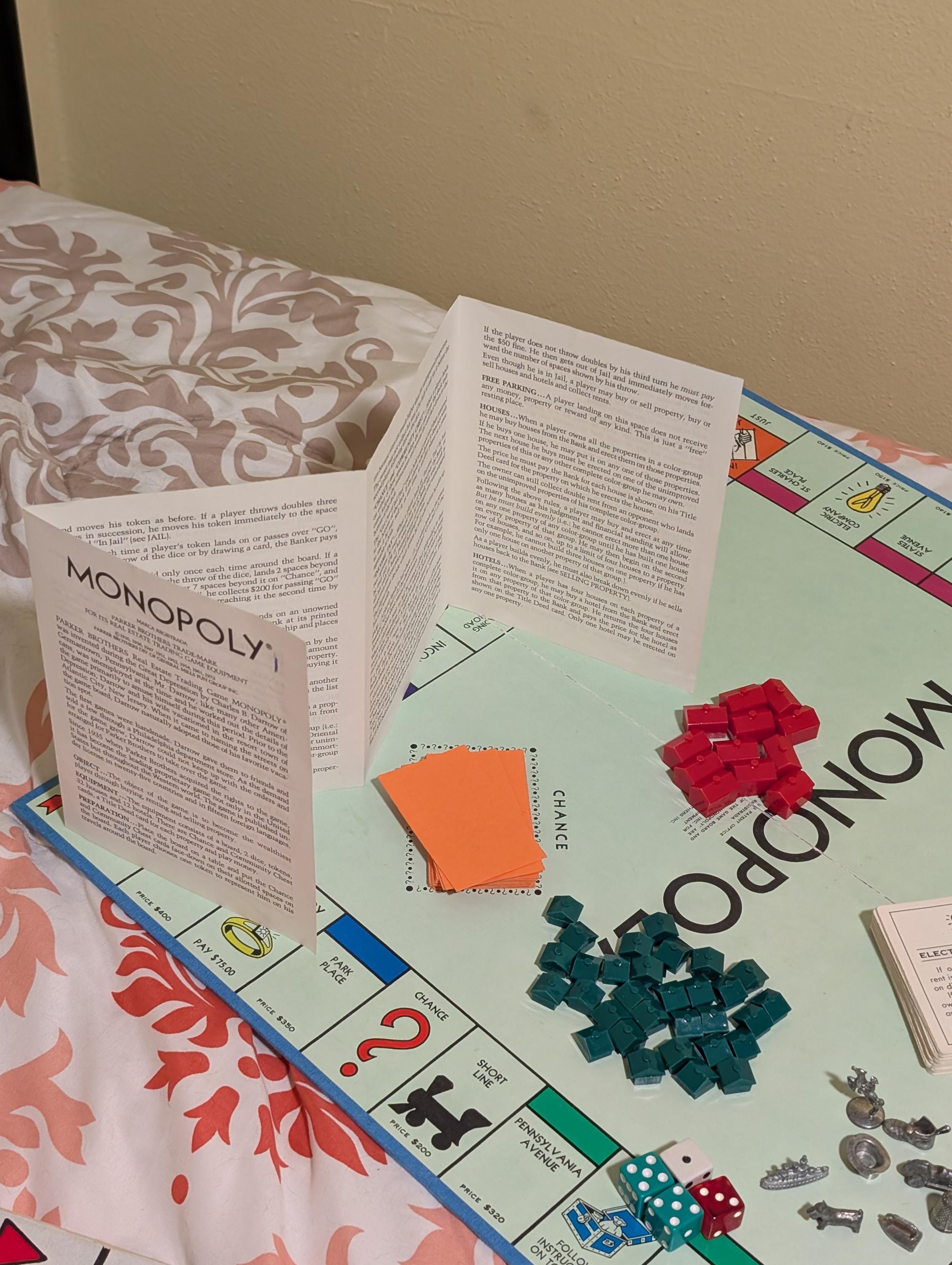 1974年製ヴィンテージモノポリーゲーム：パーカーブラザーズ、鉄製