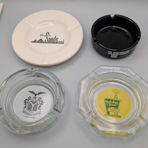 Vintage Hotel Ashtray Set: Holiday Inn, Sherman House, McCormick Inn, Peoria Sands