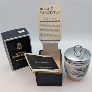 Ovo de codorna King Size Royal Worcester Vintage – Padrão Woodland com caixa original e livreto de receitas – Fabricado na Inglaterra