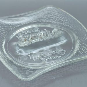 Vintage Holiday Inn Embossed Clear Glass Ashtray