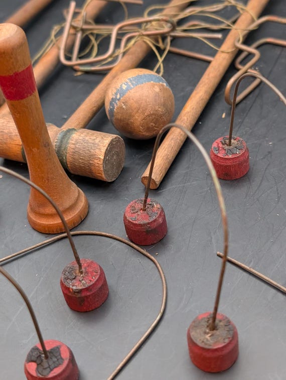 Antique Milton Bradley Table Croquet Set No. 4334 – 1920s
