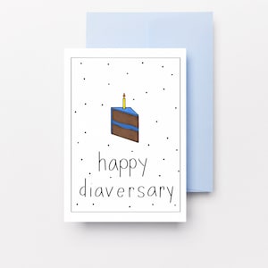Happy Diaversary Printable Card, Greeting Cards, Type 1 Diabetes, Birthday Cake, Minimalist Design