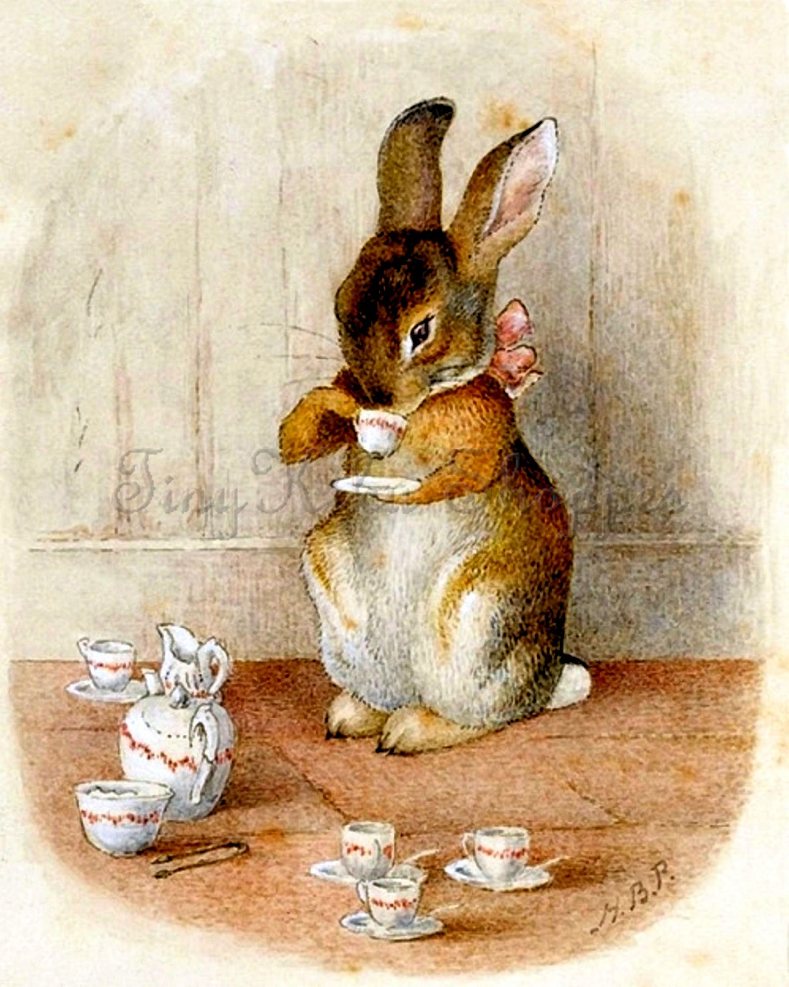 The Fake Lady And Her Rabbit Duke LADY RABBIT Enjoying Her TEA Vintage Beatrix Potter. Art | Etsy