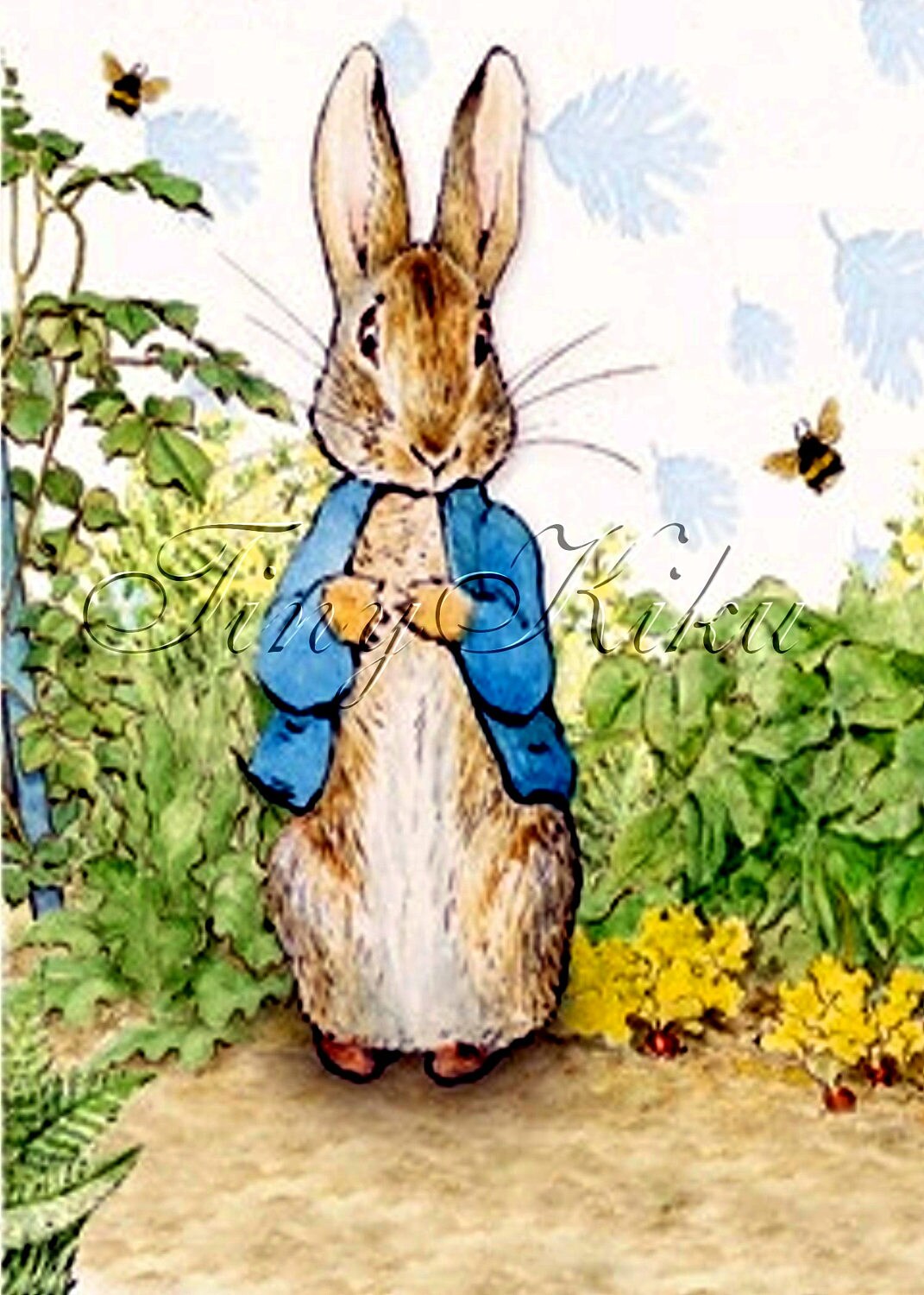 PETER RABBIT and Two Bees in Garden Vintage. Art Print Etsy