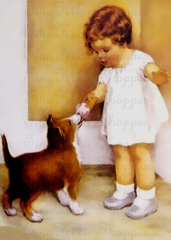 little girl and dog
