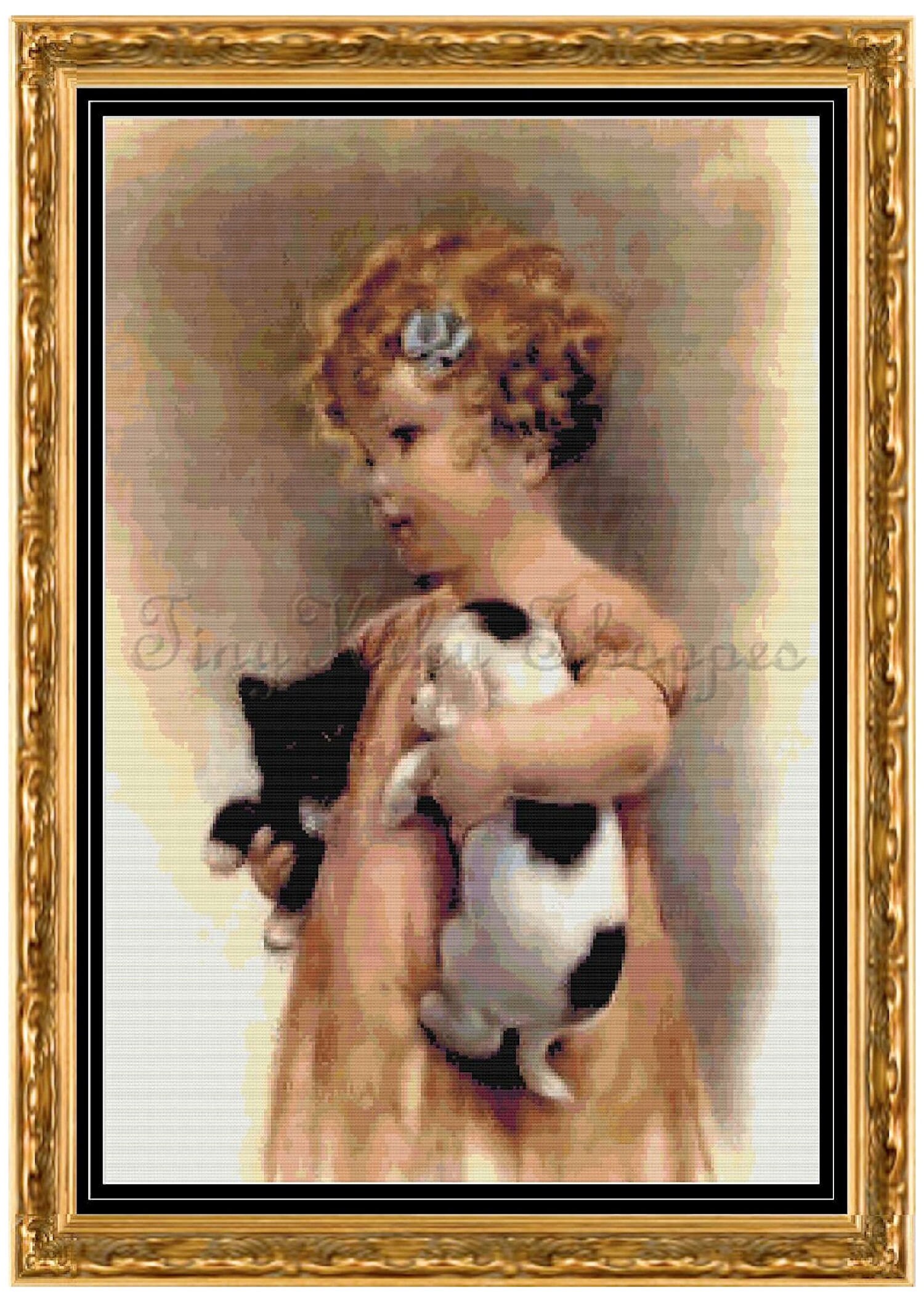 Bessie Pease Gutmann's Girl Sewing Dolls Clothes Counted Cross Stitch Pattern Bessie Pease Gutmann's Girl Sewing Dolls Clothes Counted Cross Stitch Pattern