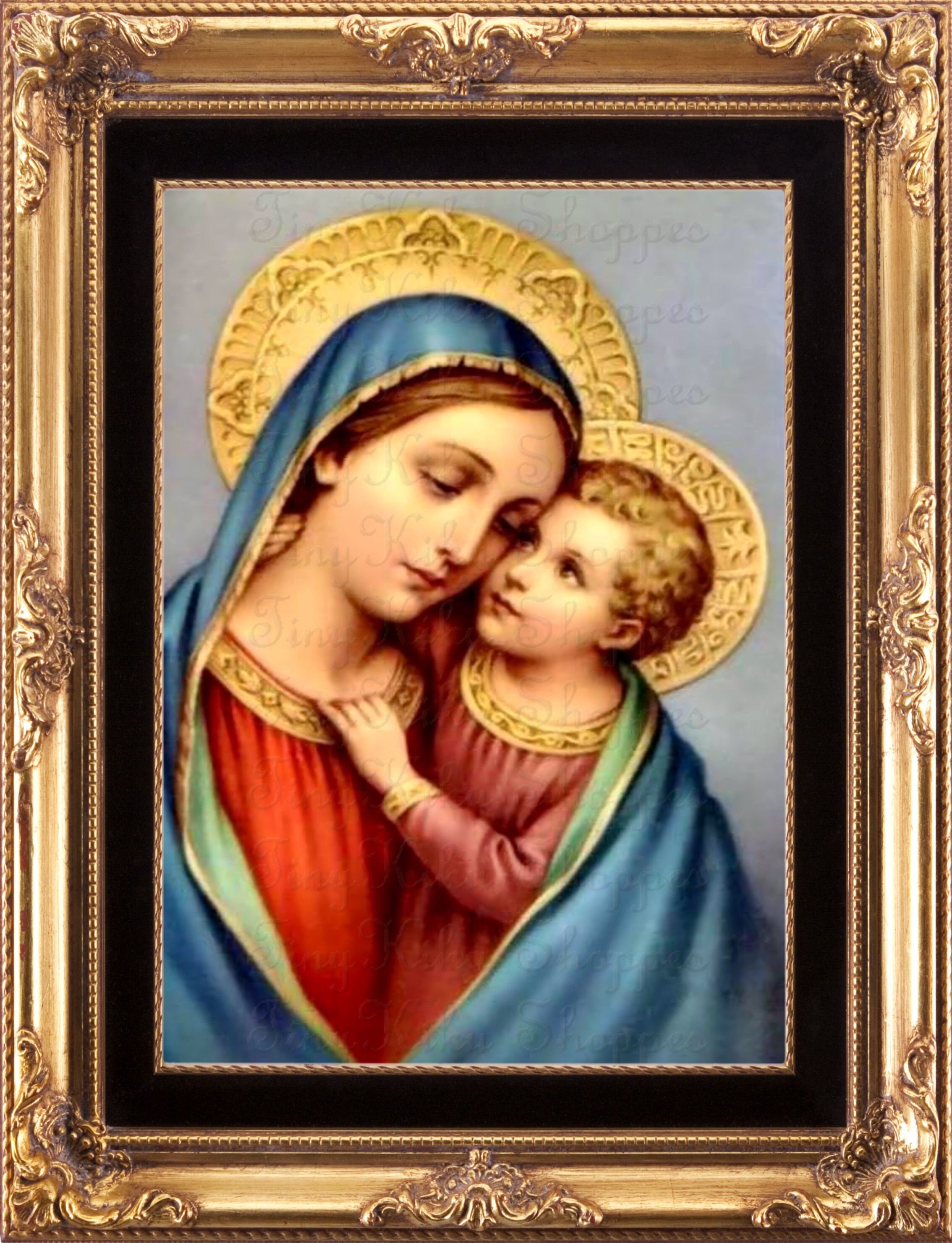 MADONNA and INFANT JESUS 335 Vintage. Art Print Fabric | Etsy