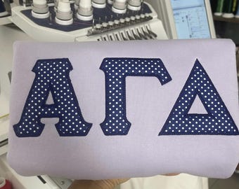 Sudadera personalizada con letras griegas de hermandad, regalo para hermana mayor o menor, cuello redondo con apliques de lunares, regalos de merchandising de hermandad bordados en tela de cuadros