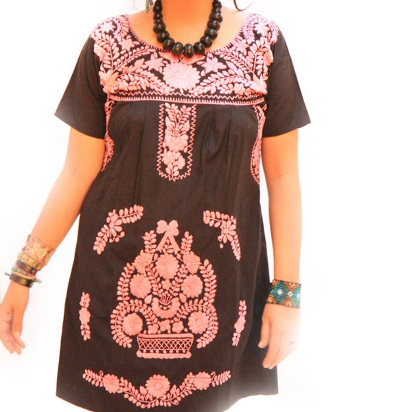 Mexican dress bohemian chic ethnic black