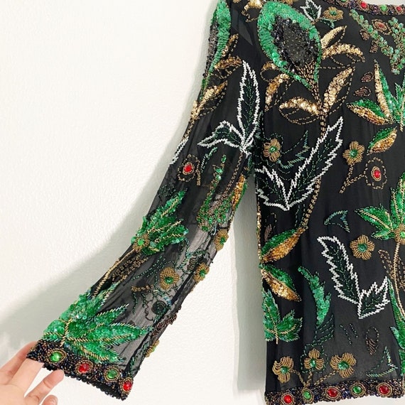 Vintage Nancy Miller Beaded Silk Blouse