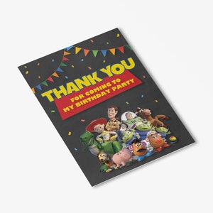Carte de remerciement pour fête d'anniversaire Toy Story | Téléchargement direct instantané | Impression depuis la maison | Vers l'infini et au-delà | Atteignez le Four the Sky