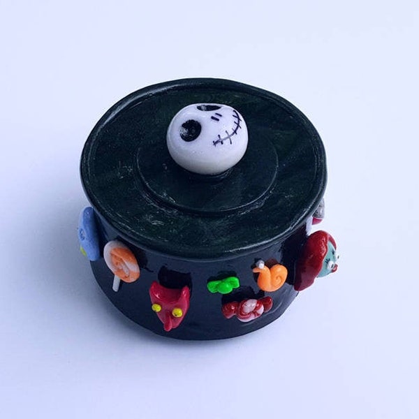 Nightmare Before Christmas - Polymer Clay Trinket Box - Tim Burton, Jack Skellington, Oogie Boogie, Zero, Lock, Shock, Barrel - Halloween