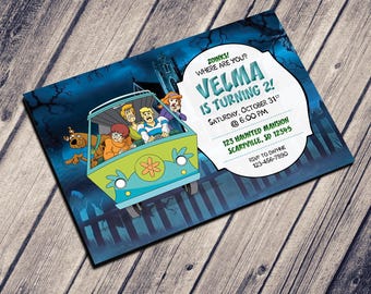 Mystery Machine Birthday Party Invite | Retro Cartoon Halloween (Digital Download)