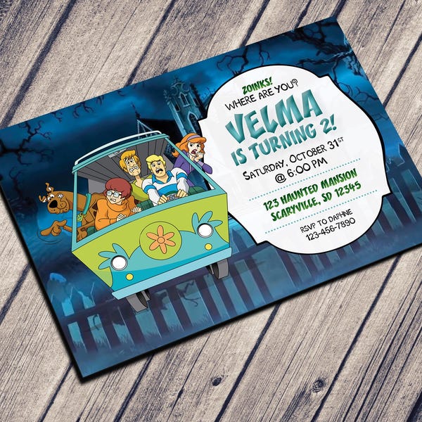 Mystery Machine Birthday Party Invite | Retro Cartoon Halloween (Digital Download)
