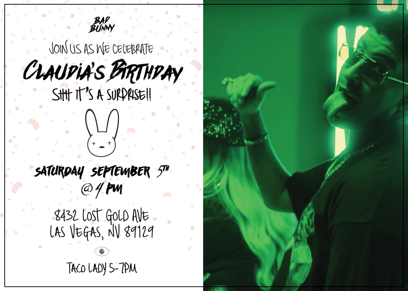 Bad Bunny Birthday Invitation Template Free