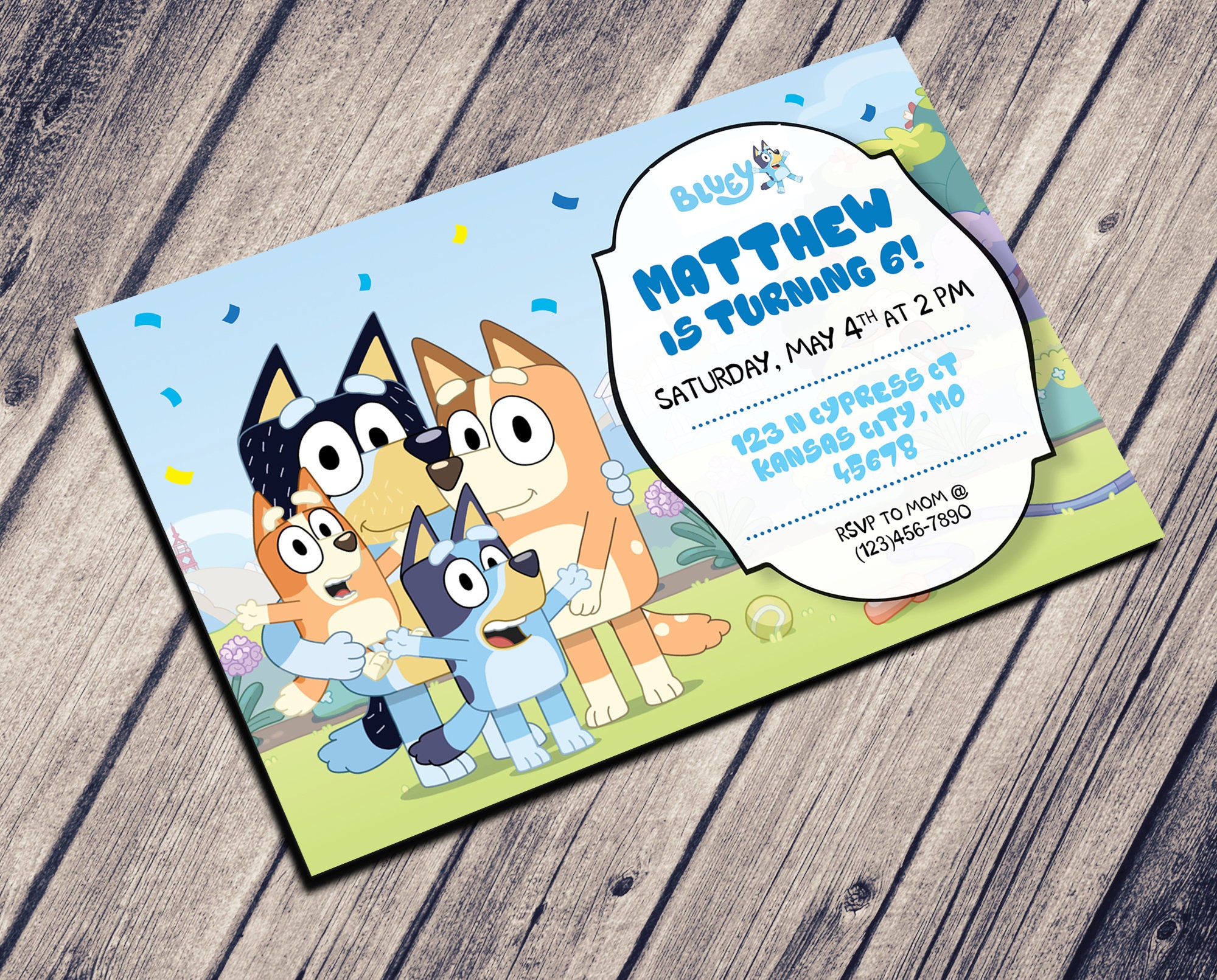 Bluey PDF + JPG Birthday Invite