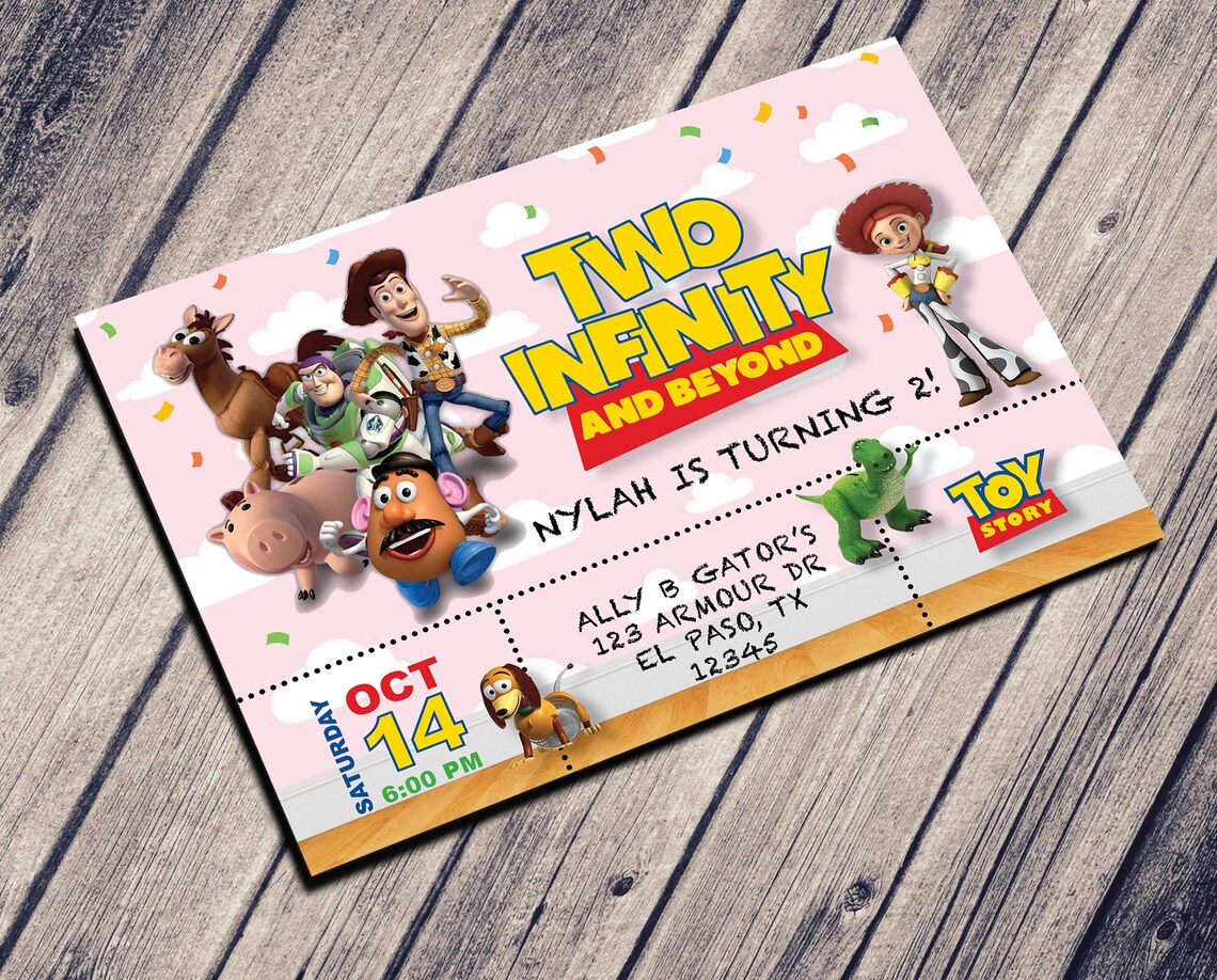 Two Infinity Birthday Invitation | Pink Andy's Room, Age 2 (custom ...