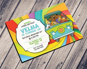 ZOINKS! Groovy Tie Dye Birthday Party Invitation | Retro Mystery Machine (Digital Download)
