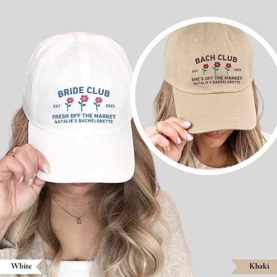 Custom Fresh off the Market Bachelorette Party Hats, Fresh Off the Market Embroidered Bachelorette Hats, Bridesmaid Gift, Bridal Party Gifts