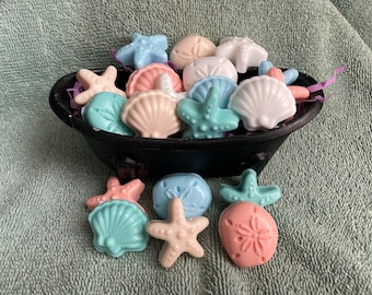 Mini SeaShell Soaps - Sanddollar, Starfish, Seashells, Beach, Shore, Sea Shell, Summer, Bridal Shower, Wedding Favors, Decorative Soaps