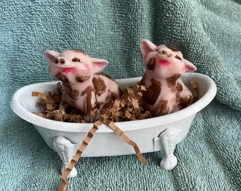 Muddy Pig Soap Set – Peach Piggy Soaps, Farm Animal Party Favors