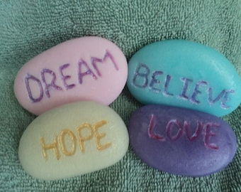 Soap Stones Set - Inspirational,Gift Idea, Mother's Day, Graduation,party favors,Encouragement,Inspirational Stones, Deocrative soaps