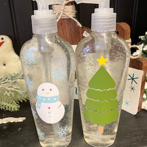 Holiday Soap Pump Bottle - Snowman, Christmas tree, Gingerbread, Teacher gift, Liquid Soap, Decorated Soap Dispenser, gift ideas, Holiday