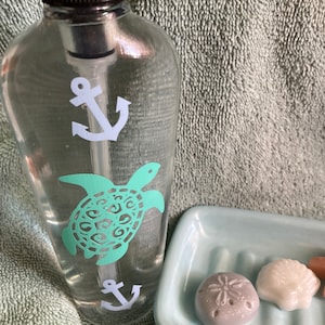 Sea Turtle Liquid Soap Dispenser: Nautical Bathroom Decor