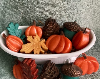 Mini Fall Soap Set - Fall soaps, Leaf soaps, Acorn soaps, Mini Soaps, Autumn, Thanksgiving, Handmade Soap, Pumpkin Soaps, Pinecone soaps