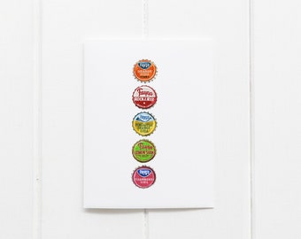 Faygo Bottle Pop Caps Watercolor Greeting Card