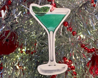 Grasshopper Cocktail Shrink Film Holiday Ornament