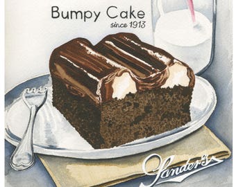 Sanders Bumpy Cake Watercolor Illustration Fine Art Print - NOT A REAL CAKE -