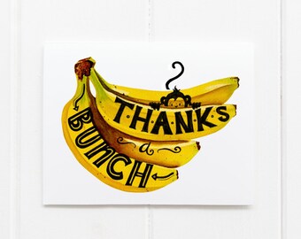 Thanks A Bunch Watercolor Banana Card